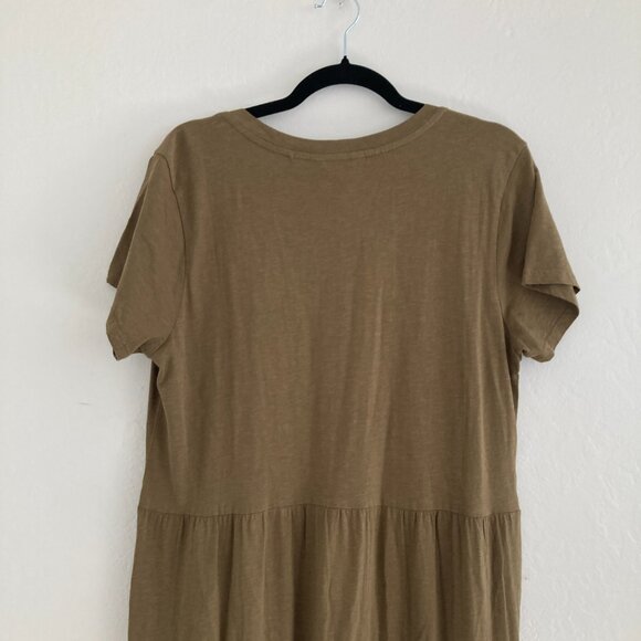 Toad&Co Primo Tiered Midi Short Sleeve Dress Brown Green Cotton Outdoors Large - Picture 7 of 10